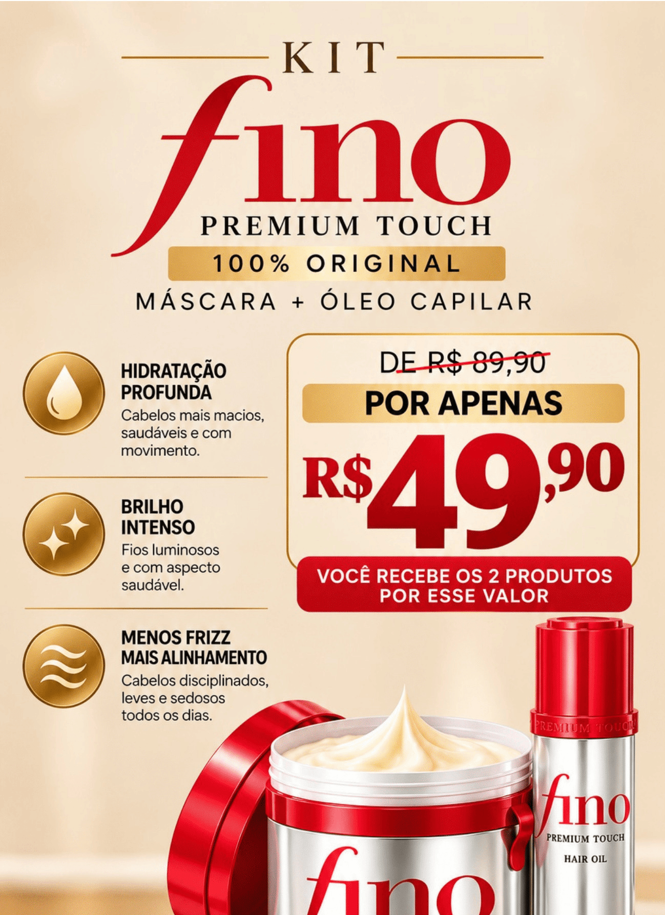 Kit Fino Premium Touch máscara e óleo